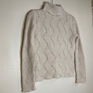 Sundance cotton silk cropped turtleneck scallop hem pullover sweater